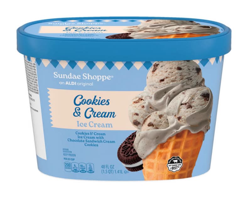 Sundae Shoppe Ice Cream, Cookies & Cream (48 fl oz)