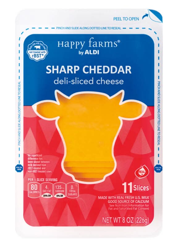 Happy Farms Deli Sliced Sharp Cheddar Cheese (8 oz, 11 ct)