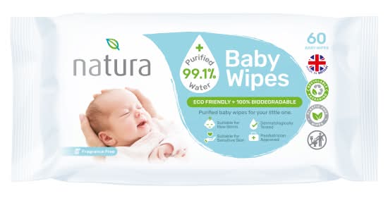 Natura + 99.1% Water Purified Baby Wipes (60 pack)