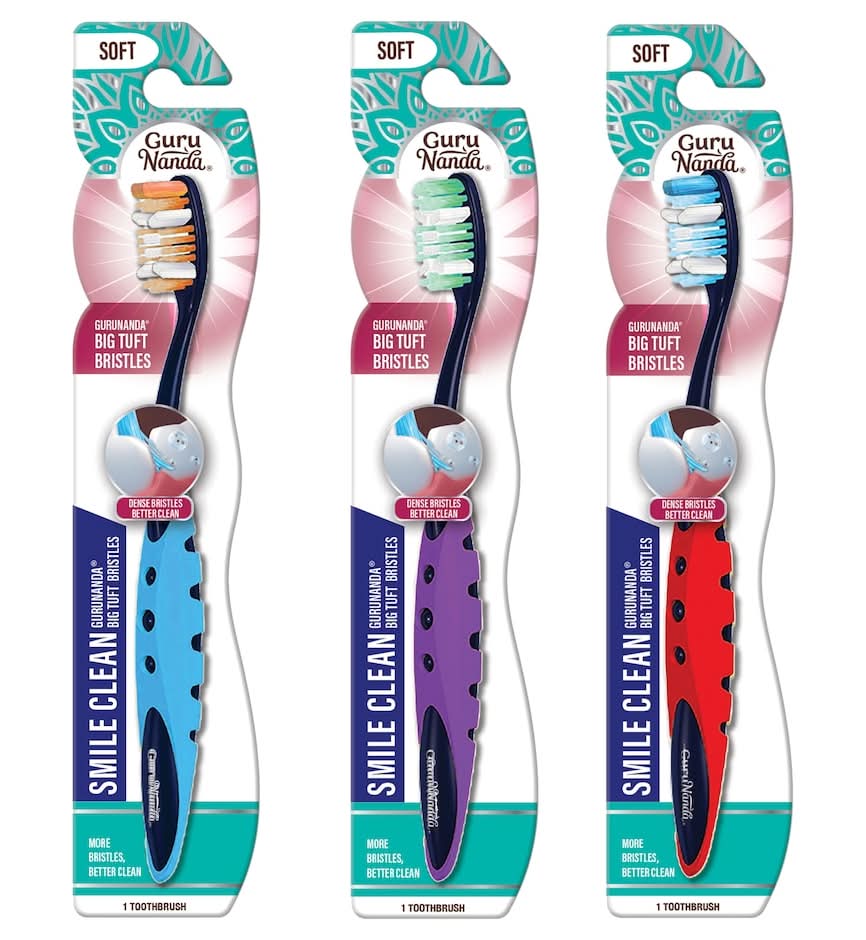 GuruNanda Smile Clean Soft Big Bristle Toothbrush, Assorted