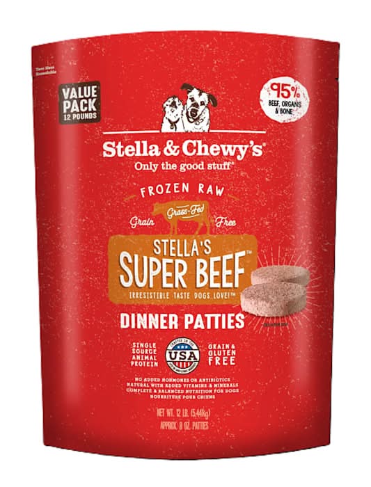 Stella & Chewy's Frozen Stella's Super Beef Patties Dog Food, 12 lbs.