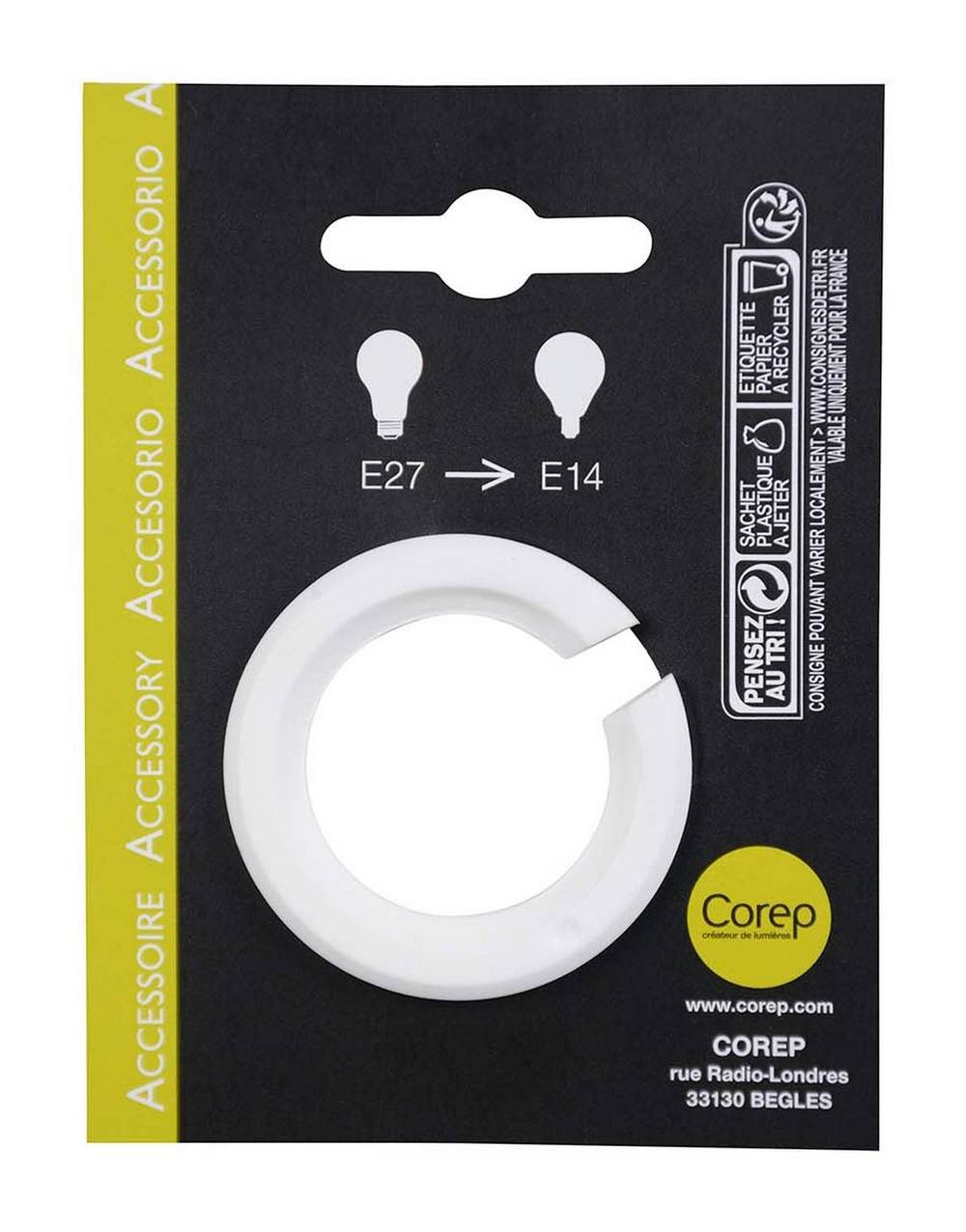 Redutor de lâmpada E27-E14 BRANCO