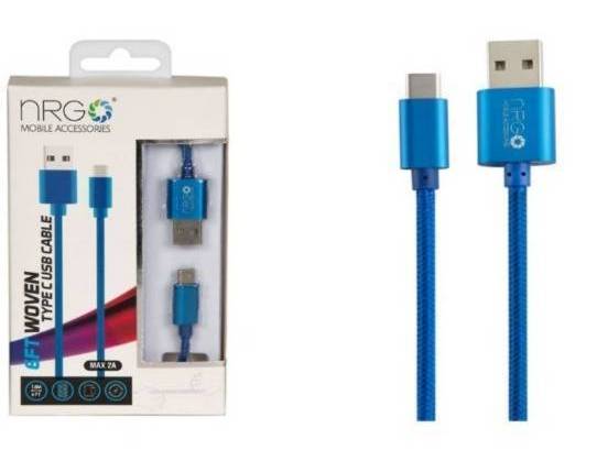 NRG Woven 6ft Type-C to USB Charging Sync Cable (1.8M)