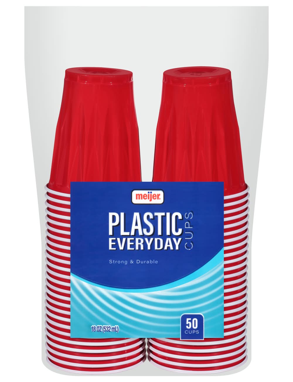 Meijer 18 Oz Everyday Plastic Cups, Red (50 ct)