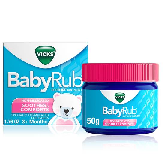 Vicks BabyRub Chest Rub Ointment with Soothing Aloe, Eucalyptus, Lavender, and Rosemary, from the makers of VapoRub, 1.76 OZ