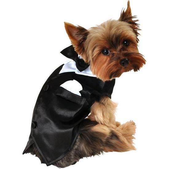 Black Satin Pet Tuxedo Vest - Size - M