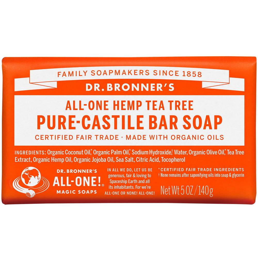 All-One Hemp Pure-Castile Bar Soap - Made With Organic Oils - Tea Tree (5 Ounces)