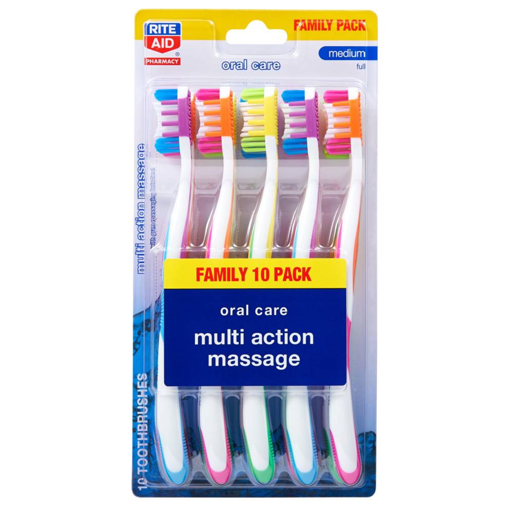 Rite Aid Multi Action Massage Medium Toothbrush - 10 ct