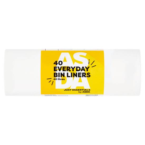 Asda Just Essentials 40 Everyday Bin Liners 40 Litres