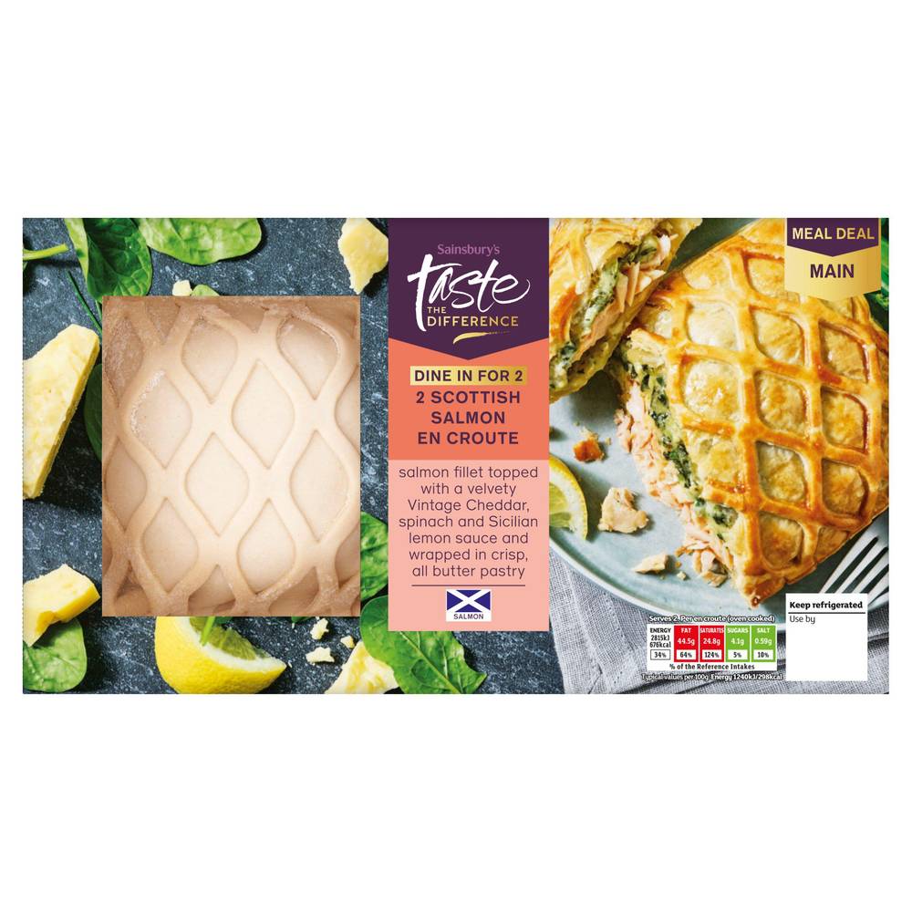 Sainsbury's Scottish Salmon, Spinach & Cheddar En Croute, Taste the Difference x2 470g