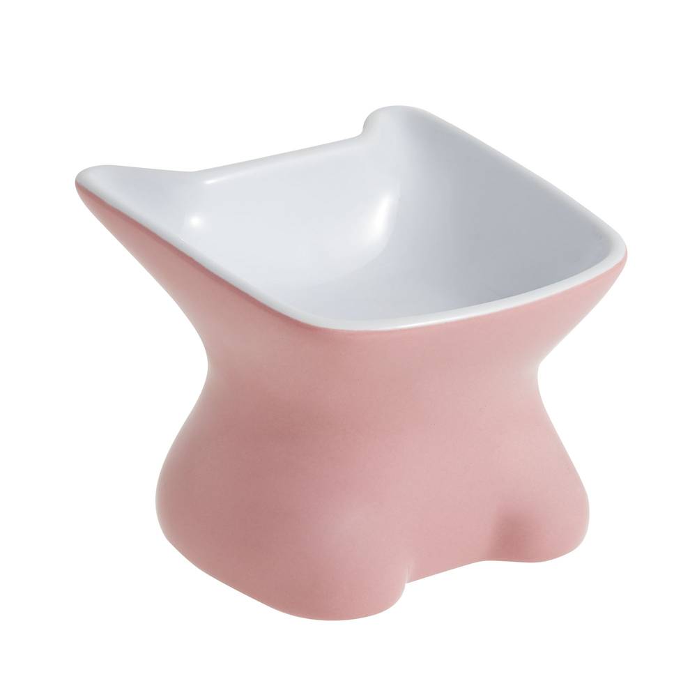 Whisker City® Elevated Ceramic Cat Bowl (Color: Pink, Size: 4.5 Oz)