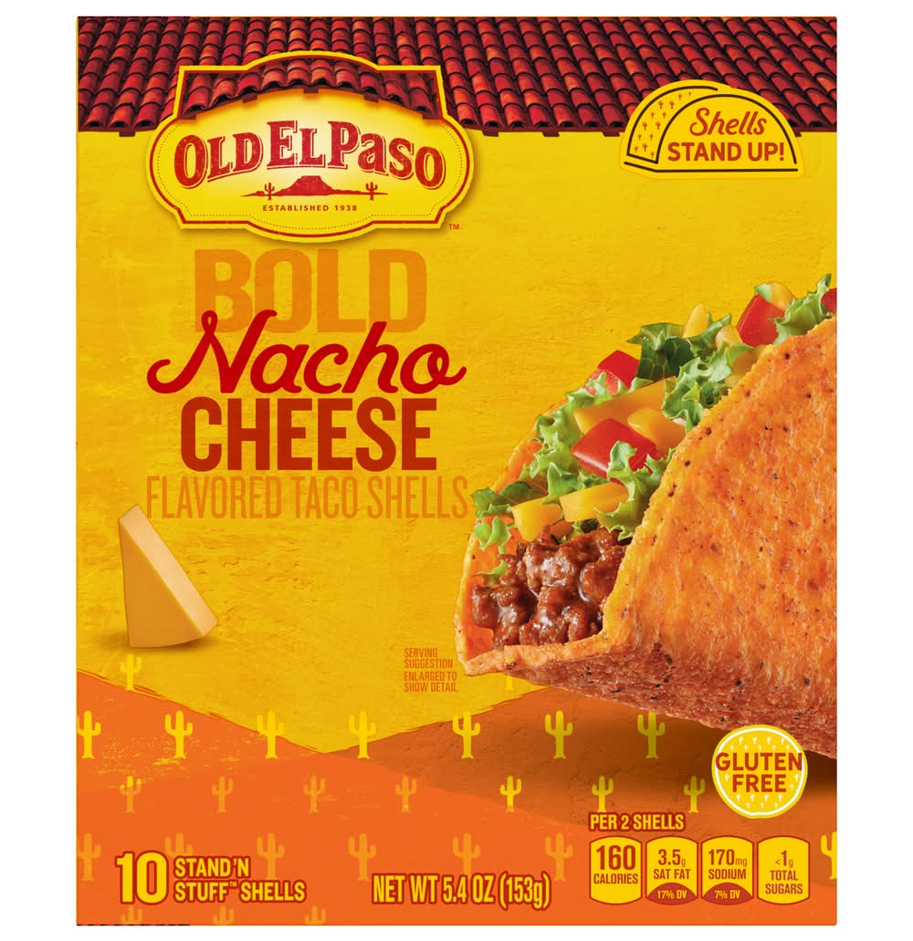 Old El Paso Bold Taco Shells, Nacho Cheese (5.4 oz, 10 ct)