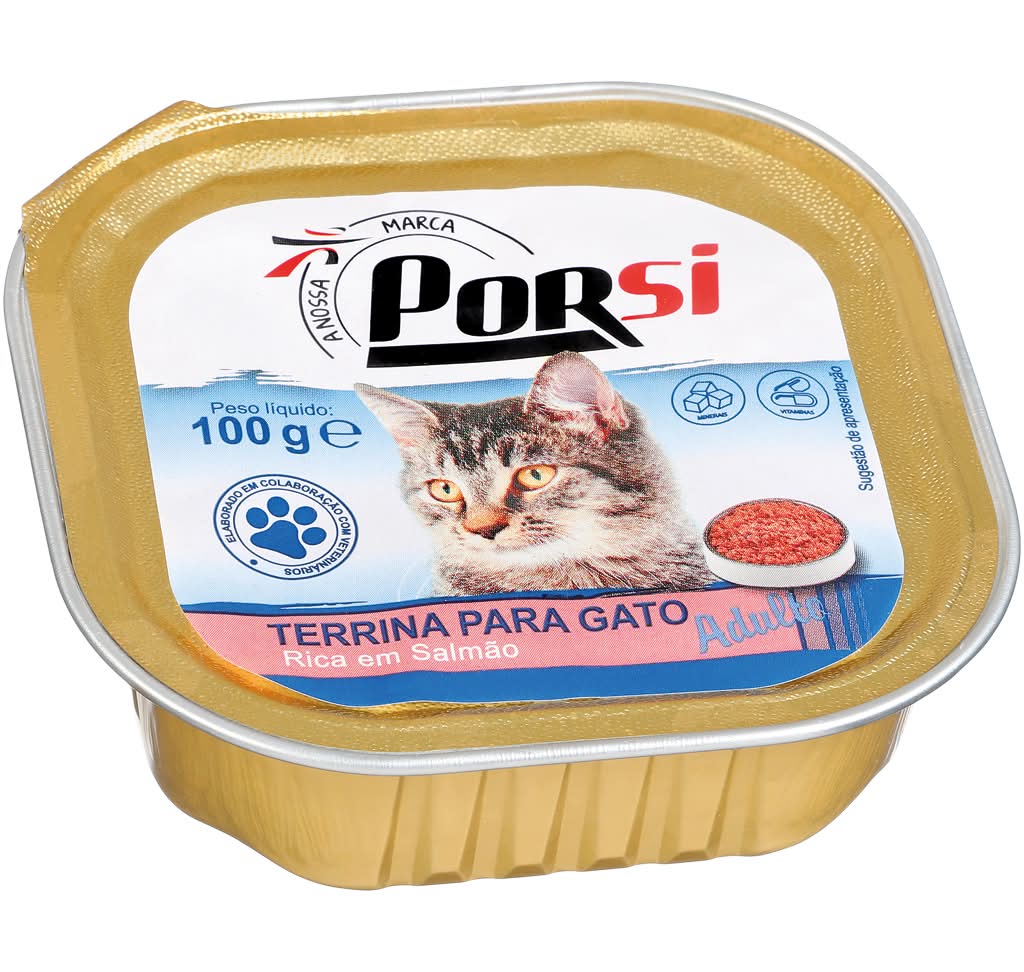 PorSi - Comida húmida para gato de salmão, embalagem de 100g