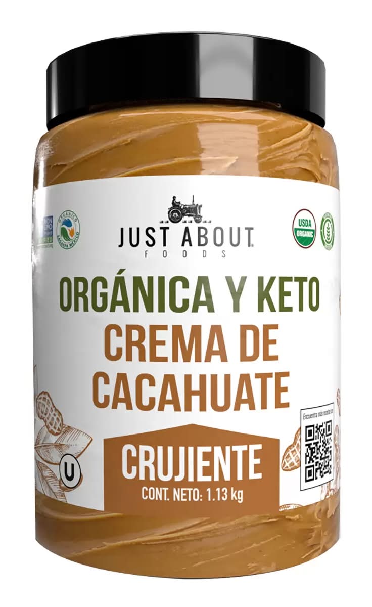 Just About Foods · Orgánica y keto crema de cacahuate crujiente (1,13 kg)
