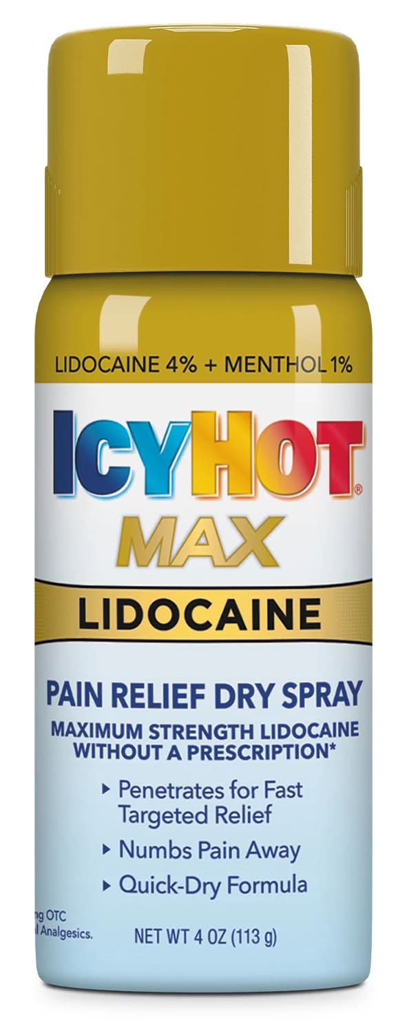 Icy Hot Max Dry Lidocaine Pain Relief Spray (4 oz)