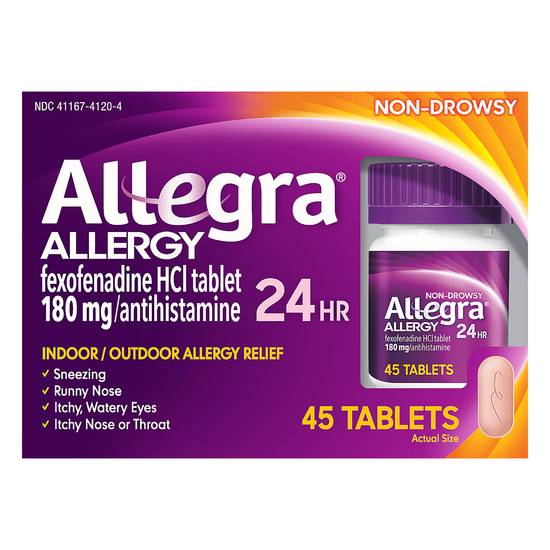 Allegra Fexofenadine 180 mg Allergy 24 Hours Relief (45 caplets)