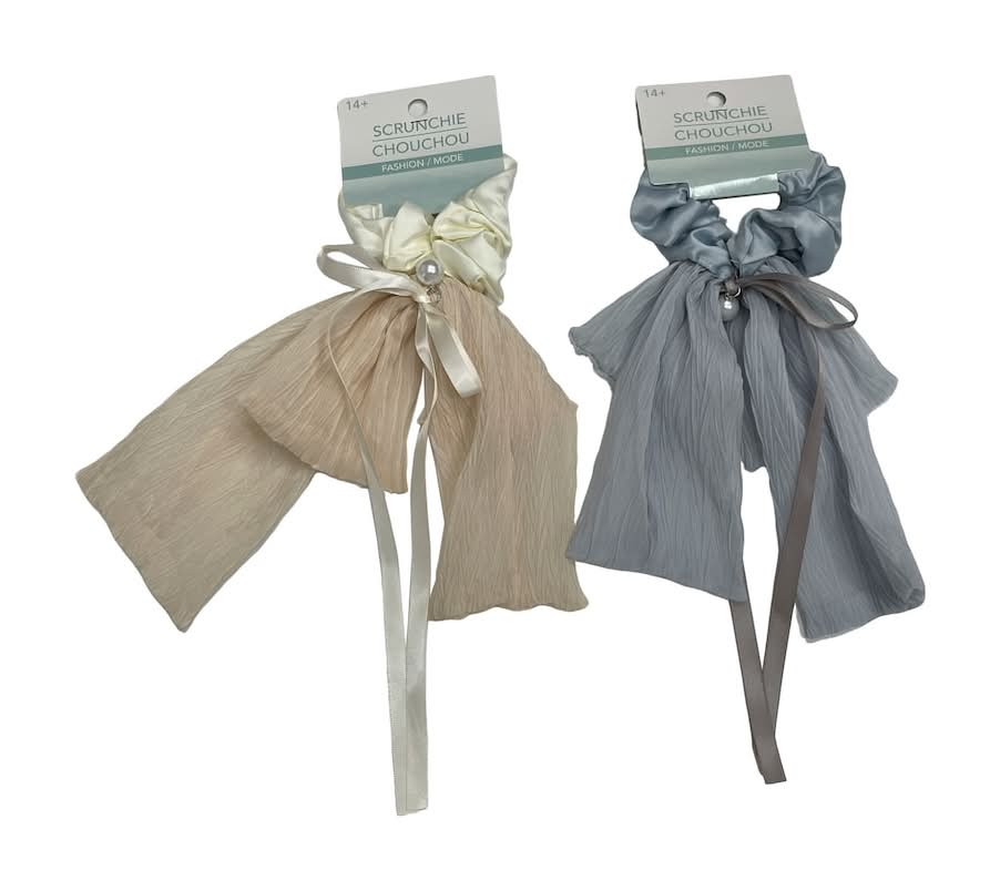 Stylish Scrunchie With Tails, Assorted Colors, 1-ct.