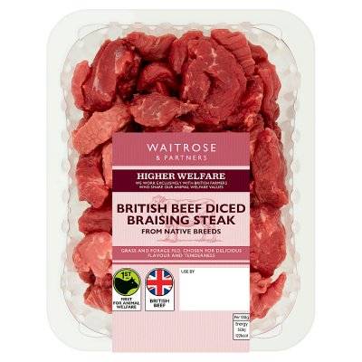 Waitrose & Partners Partners British Beef Diced Braising Steak (400g)