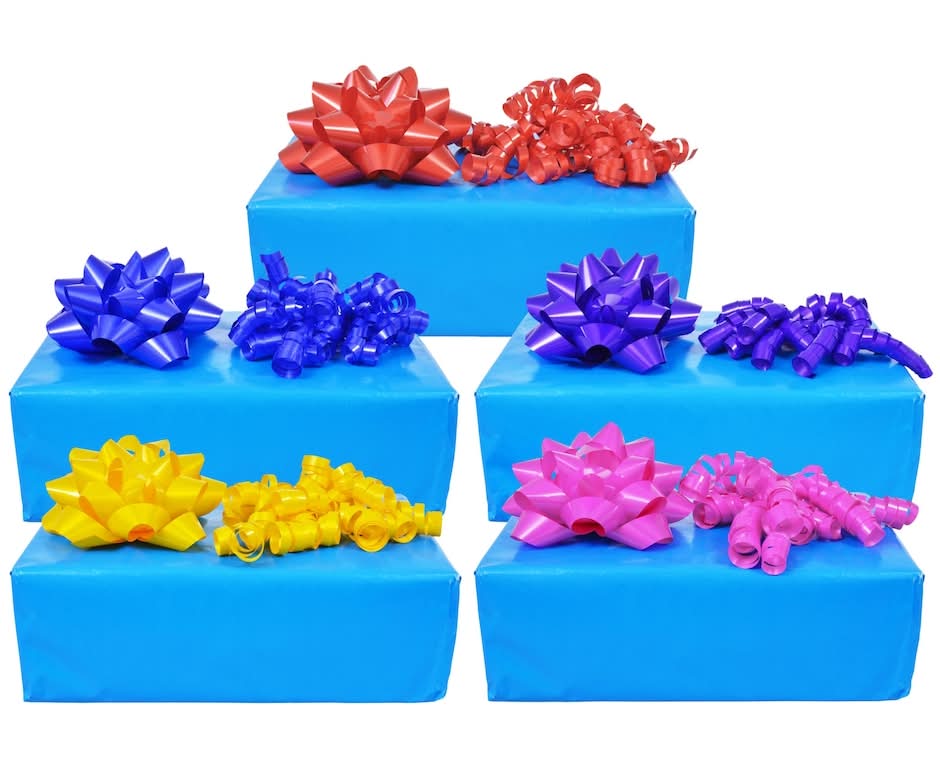 Voila Brightly-Colored Loop and Curly Gift Bows, 2-ct. Packs