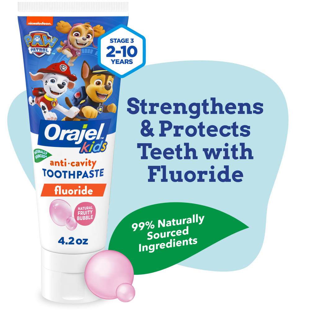 Orajel Kids Paw Patrol Fluoride Fruity Bubble Anticavity Toothpaste Stage 3 (2-10 years) (4.2 oz)