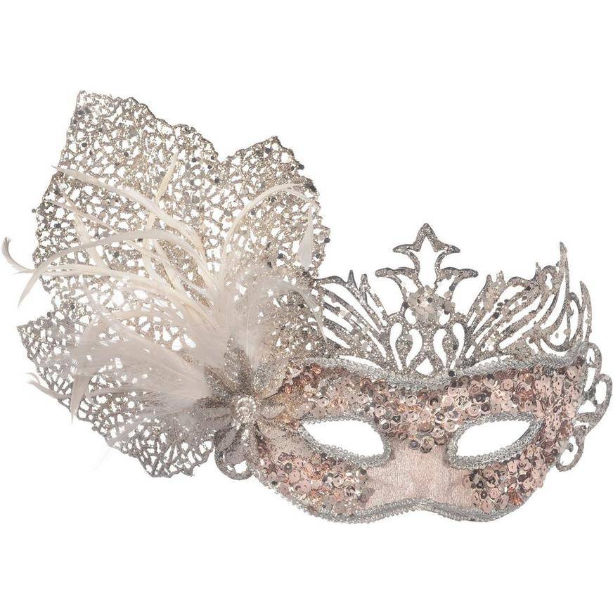 Party City Rose Gold Glitter Crown Masquerade Mask (rosegold)