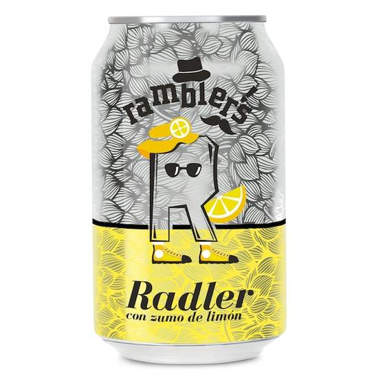 Cerveza radler con zumo de limón Ramblers lata 33 cl