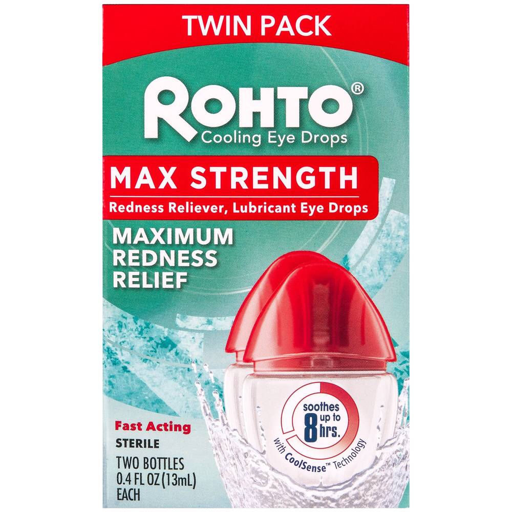 Rohto Cooling Eye Drops Max Strength Redness Reliever (0.8 fl oz, 2 ct)