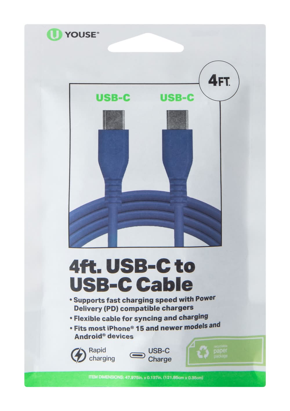 4ft USB-C To USB-C Cable Dark Purple