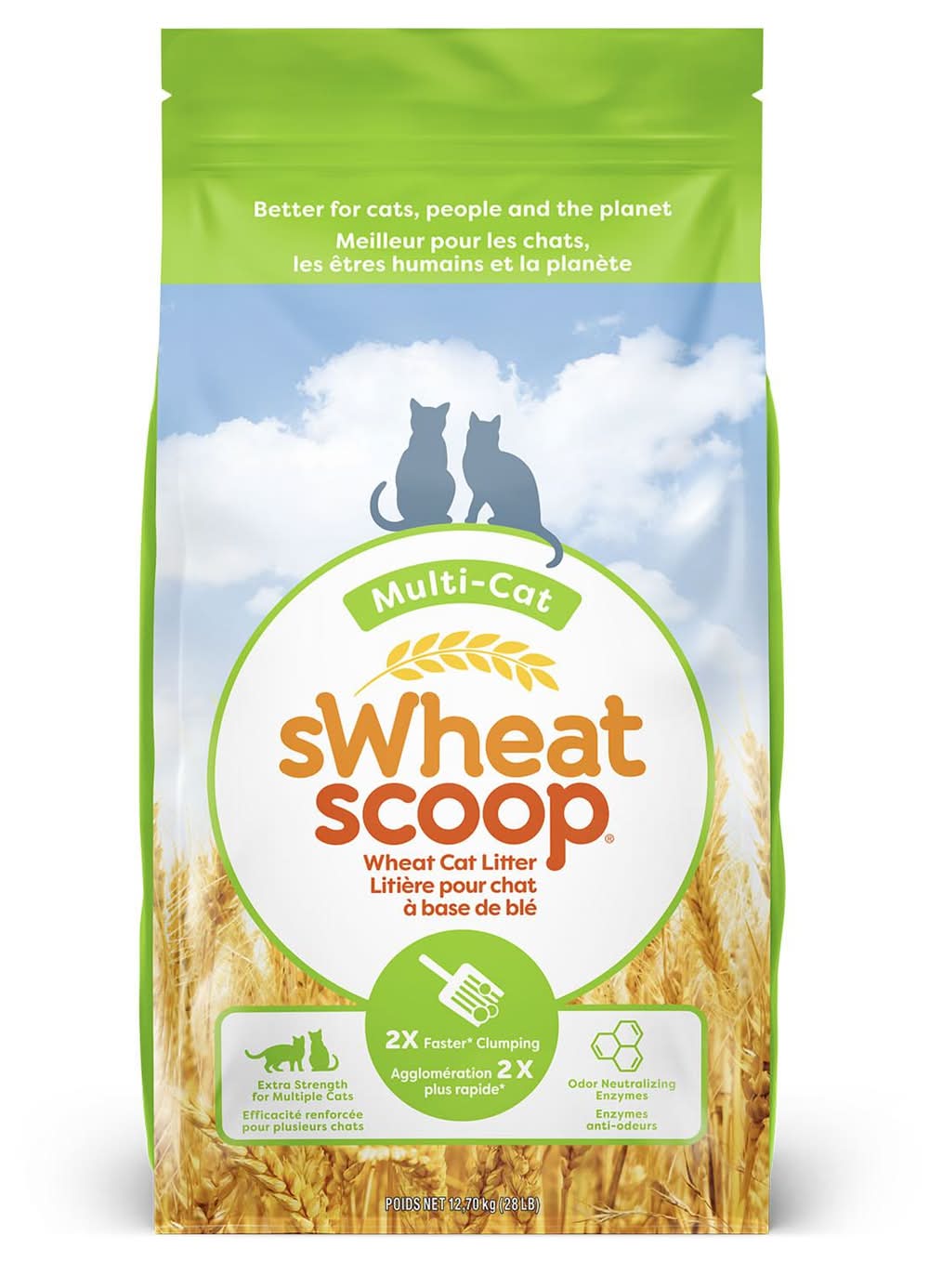 sWheat Scoop Multi-Cat Clumping Cat Litter, 28 lb
