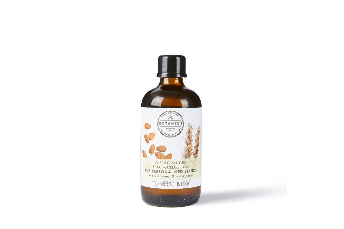 Botanics Unfragranced Massage Oil For Personalised Blends Sweet Almond & Wheatgerm 100ml