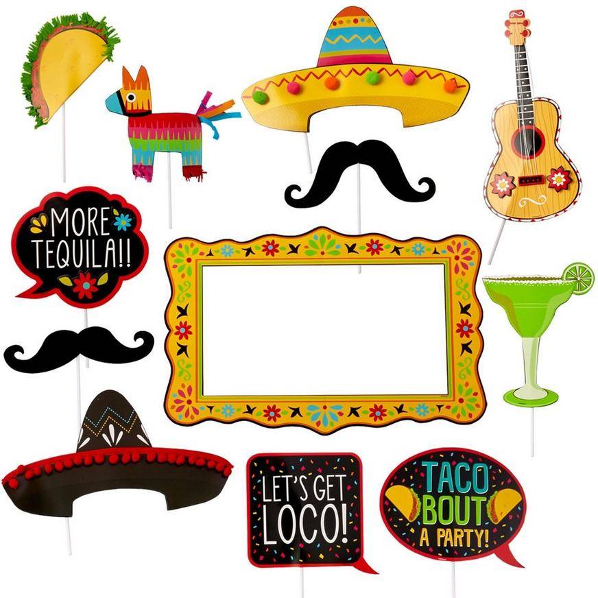 Party City Jumbo Fiesta Photo Booth Props (12 ct)