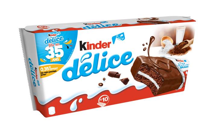 Kinder - Gâteau délice cacao fourré au lait (10 pièces)