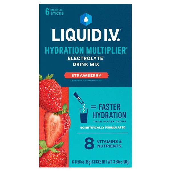 Liquid I.V. Hydration Multiplier Electrolyte Drink Mix, Strawberry (0.56 oz, 6 ct)