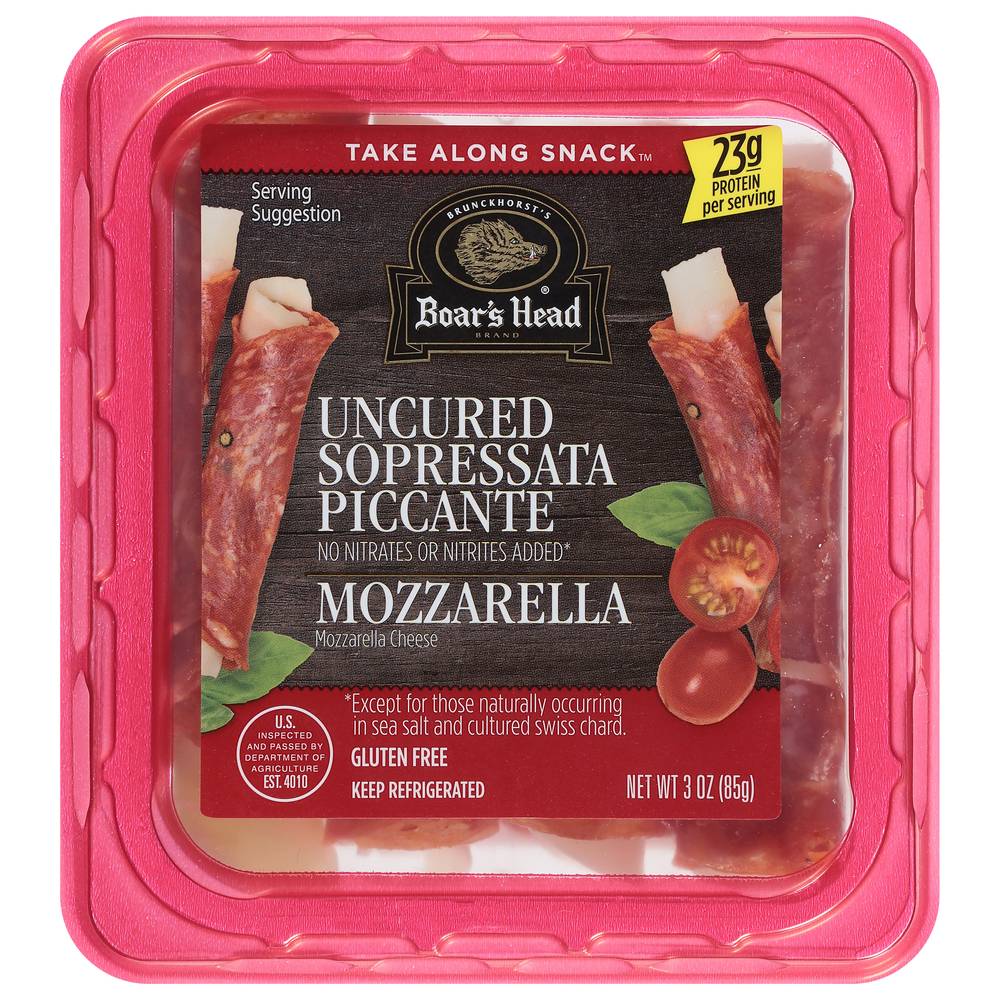 Boar's Head Uncured Sopressata Picante & Mozzarella Cheese (3 oz)