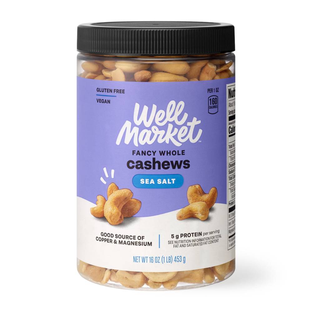 Well Market, Sea Salted Whole Cashews, 16 Oz