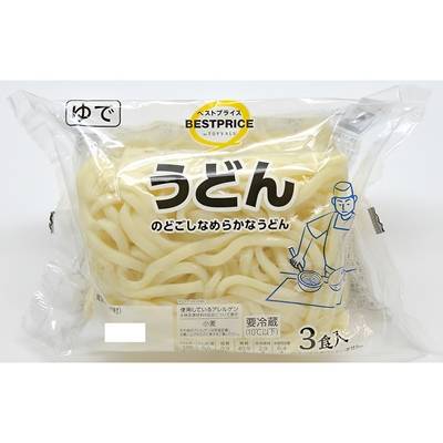 トップバリュ　ベストプライス　うどん　ゆで　３食入