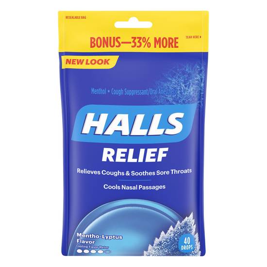 Halls Mentho-Lyptus Flavor Cough Suppressant Oral Anesthetic (40 ct)