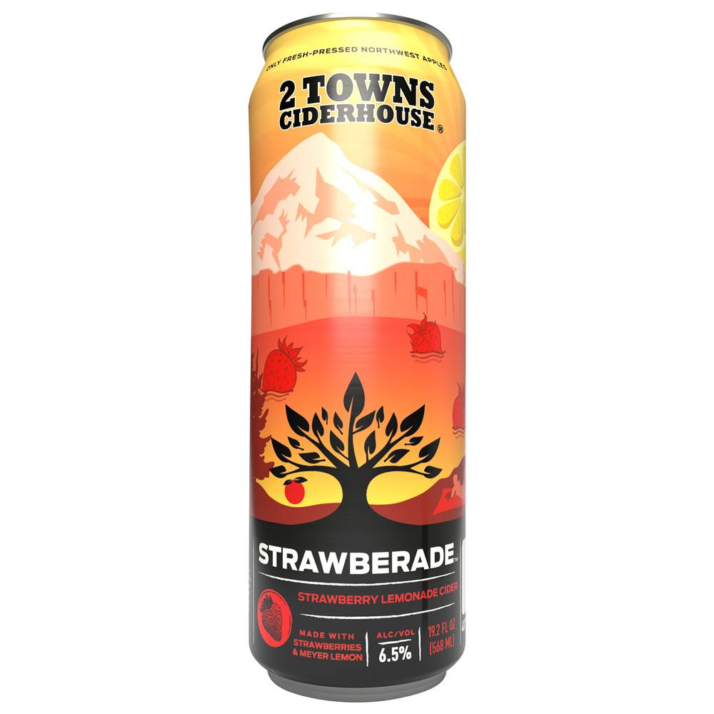 2 Towns Ciderhouse Strawberade Lemonade Cider (19.2 fl oz)