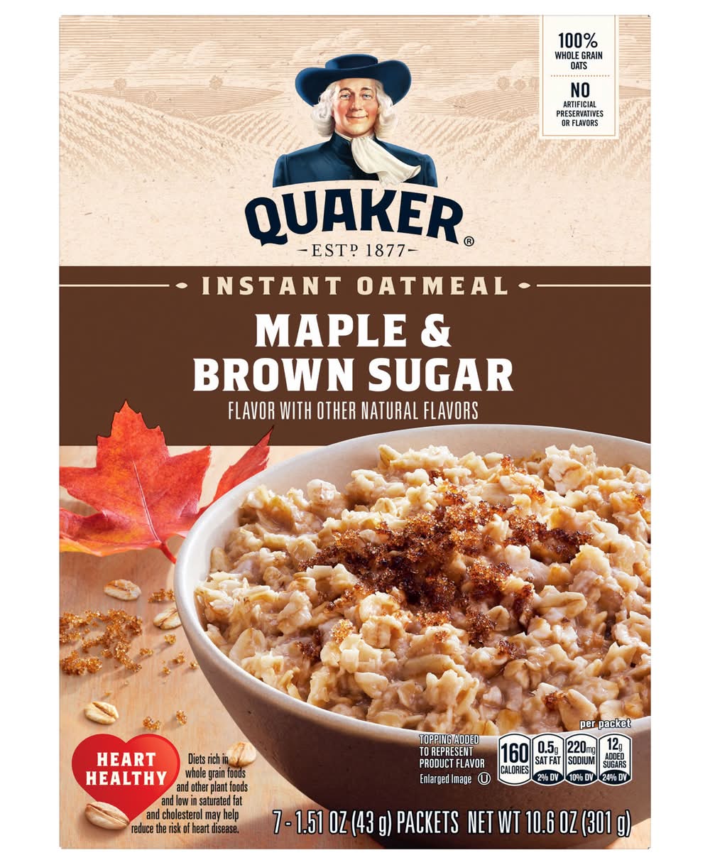 Quaker Instant Oatmeal, Maple & Brown Sugar (1.51 oz, 7 ct)