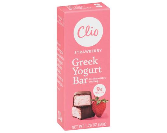 Clio · Strawberry Greek Yogurt Bar in Chocolate Coating (1.8 oz)