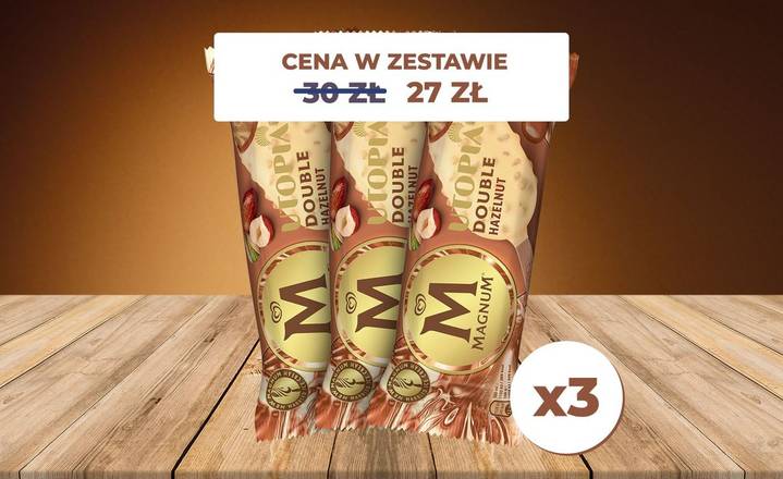 Zestaw 3 lodów na patyku MAGNUM HAZELNUT 85ml