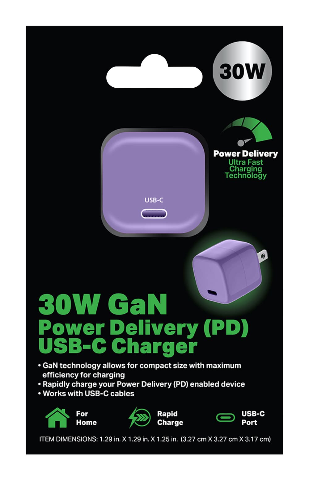 Five Below Gan Power Delivery Usb-C Charger 30w, Purple