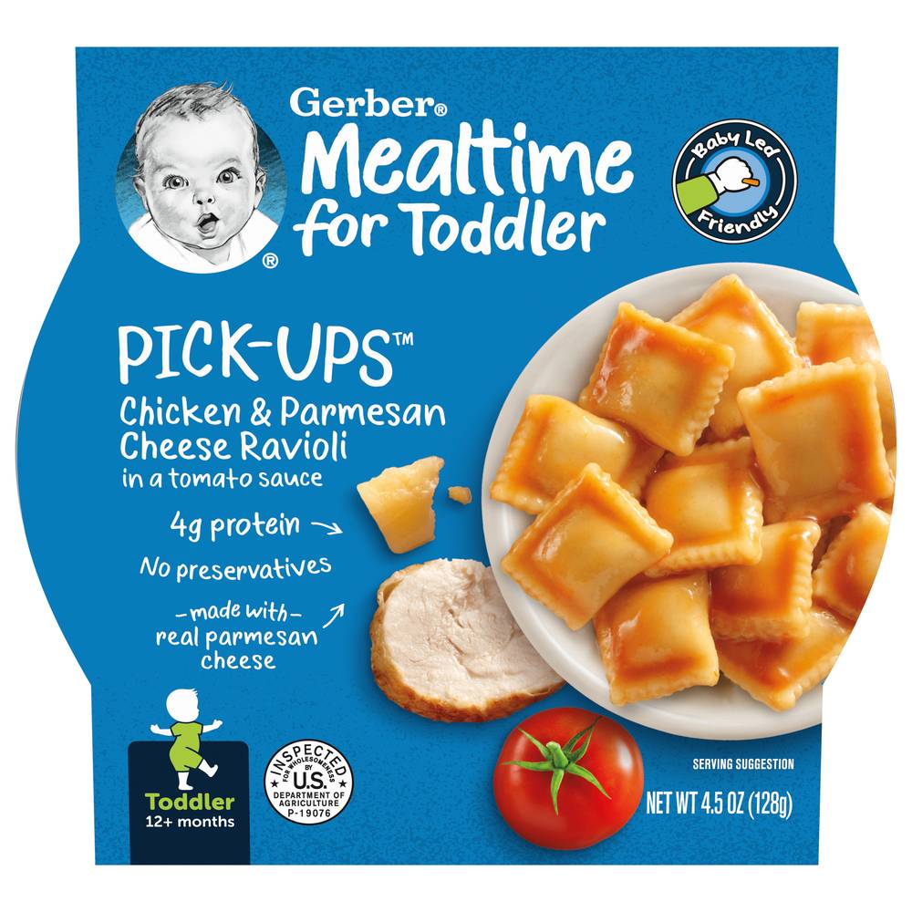 Gerber Pick-Ups Ravioli in Tomato Sauce For Baby Food, Chicken-Parmesan Cheese (4.5 oz)