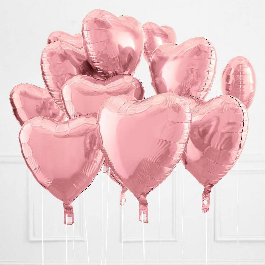 Party City Uninflated Heart Foil Balloon (unisex/pastel pink)