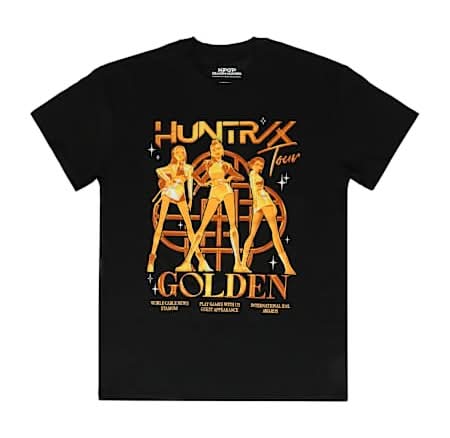 K-Pop Demon Hunters HUNTRX Golden Tour Graphic Tee Large Black