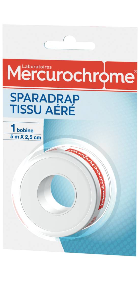 Mercurochrome - Sparadrap tissu aéré 5 m x 2,5 cm