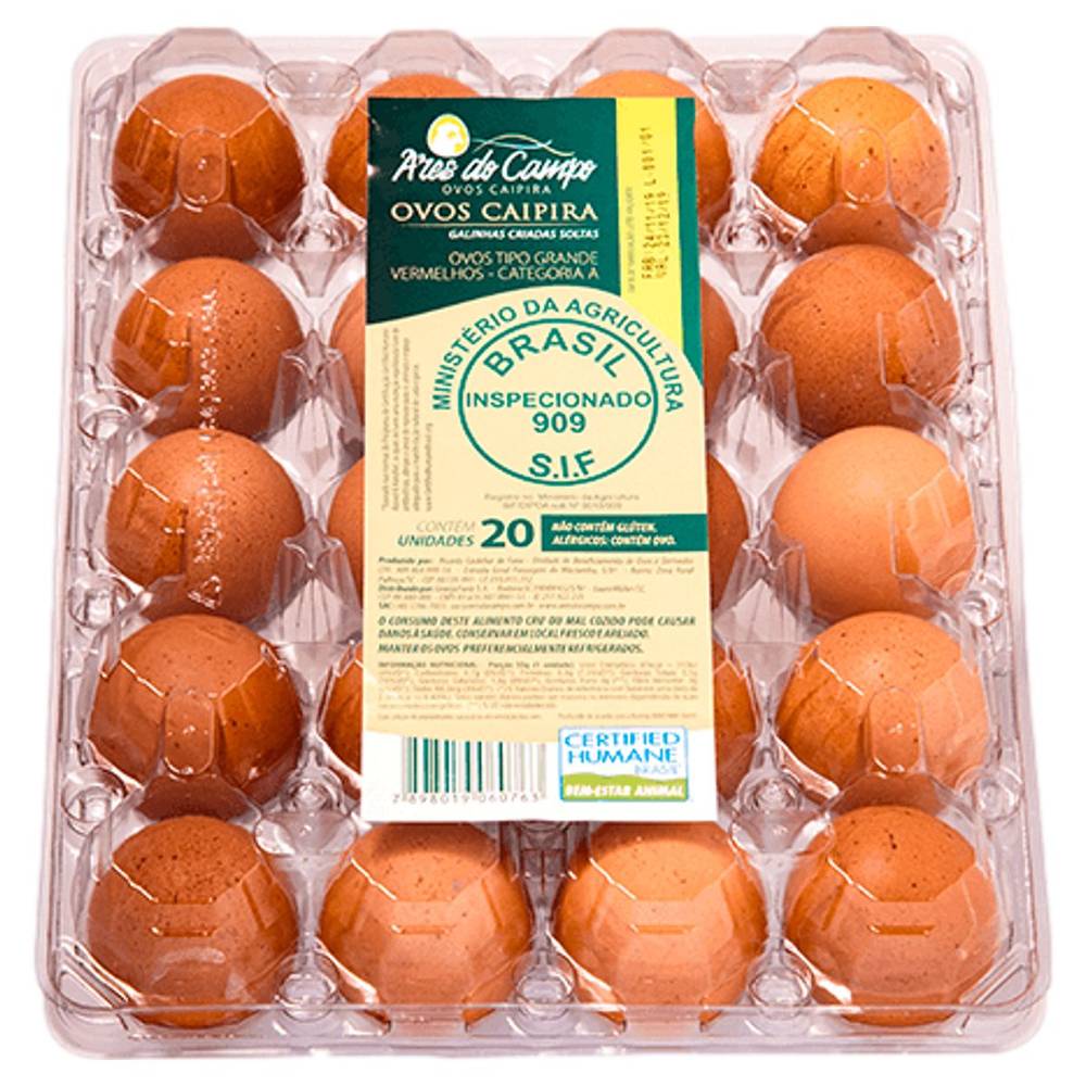 Ares do campo ovos vermelhos grandes caipira (20 un)