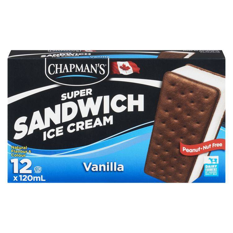 Chapman's Super Sandwich Ice Cream, Vanilla (12 x 120 ml)