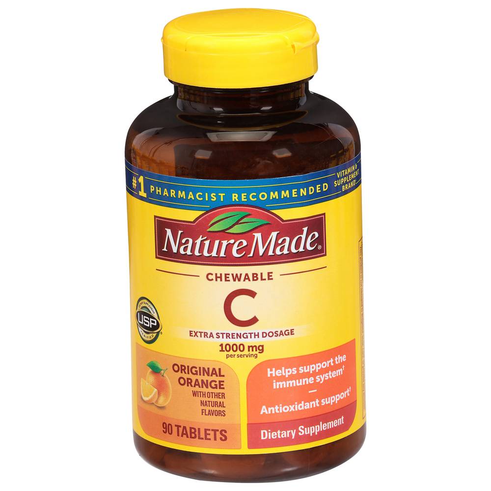 Nature Made Extra Strength Chewable Orange Vitamin C 1000 mg Tablets (90 ct)