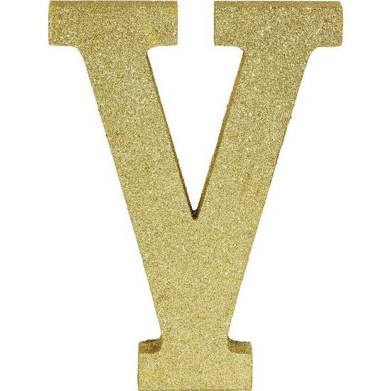 Glitter Gold Letter V Sign